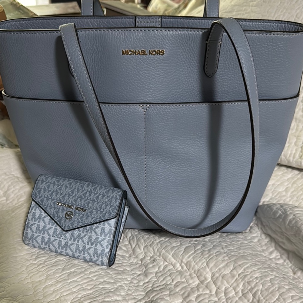 Michael Kors Blue Saffiano Leather Tote